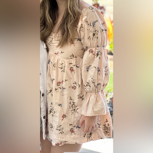 By Anthropologie Long-Sleeve Embroidered Mini romantic Dress - Picture 5 of 5